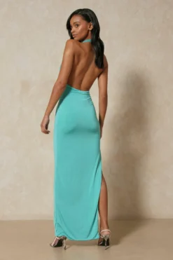 Double Layer Low Back Maxi Dress -Ves Trendy Sales aqua double layer low back maxi dress 2