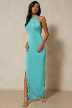 Double Layer Low Back Maxi Dress -Ves Trendy Sales aqua double layer low back maxi dress 3