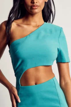 Ves Trendy Sales -Ves Trendy Sales aqua stretch one shoulder cut out bodycon dress 1