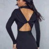 Asymmetric Twist Back Knitted Mini Dress