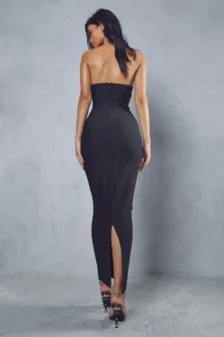 Bandage Seam Detail Curved Neck Maxi Dress 7 Bandage Seam Detail Curved Neck Maxi Dress -Ves Trendy Sales black bandage seam detail curved neck maxi dress 2