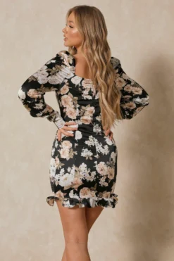 Cup Detail Frill Hem Floral Dress 8 Cup Detail Frill Hem Floral Dress -Ves Trendy Sales black cup detail frill hem floral dress 2