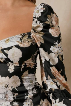 Cup Detail Frill Hem Floral Dress 9 Cup Detail Frill Hem Floral Dress -Ves Trendy Sales black cup detail frill hem floral dress 3