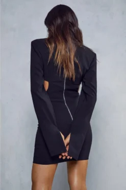Cut Out High Neck Bodycon Dress -Ves Trendy Sales black cut out high neck bodycon dress 2