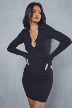 Diamante Trim Knitted Mini Dress