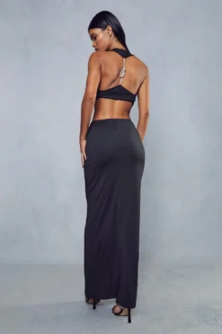 Double Layer Diamante Knot Back Maxi Dress 9 Double Layer Diamante Knot Back Maxi Dress -Ves Trendy Sales black double layer diamante knot back maxi dress 4