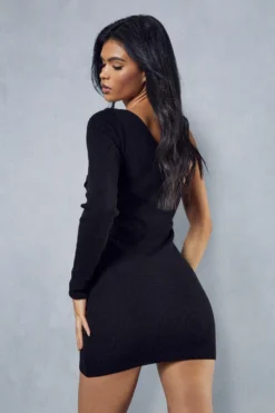 Exposed Seam Fine Knit Mini Dress 7 Exposed Seam Fine Knit Mini Dress -Ves Trendy Sales black exposed seam fine knit mini dress 2