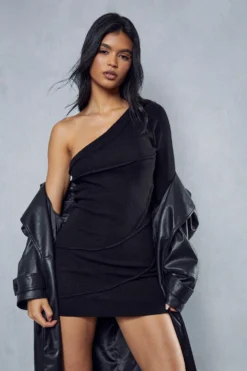 Exposed Seam Fine Knit Mini Dress 9 Exposed Seam Fine Knit Mini Dress -Ves Trendy Sales black exposed seam fine knit mini dress 4