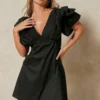 Extreme Frill V Neck Mini Dress