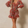 Floral Frill Wrap Dress