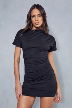 Jersey Ruched Detail Mini Dress 9 Jersey Ruched Detail Mini Dress -Ves Trendy Sales black jersey ruched detail mini dress 4