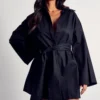 Kimono Sleeve Oversized Belted Shirt Dress