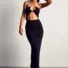Knitted Keyhole Cut Out Maxi Dress