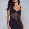 Lace Insert Corset Cupped Mini Dress