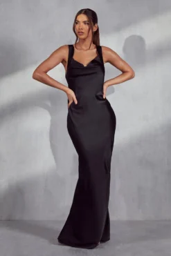 Ves Trendy Sales -Ves Trendy Sales black morgan premium cowl draped maxi dress 1