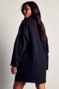 Oversized Raw Hem Sweater Dress -Ves Trendy Sales black oversized raw hem sweater dress 2