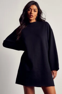 Oversized Raw Hem Sweater Dress