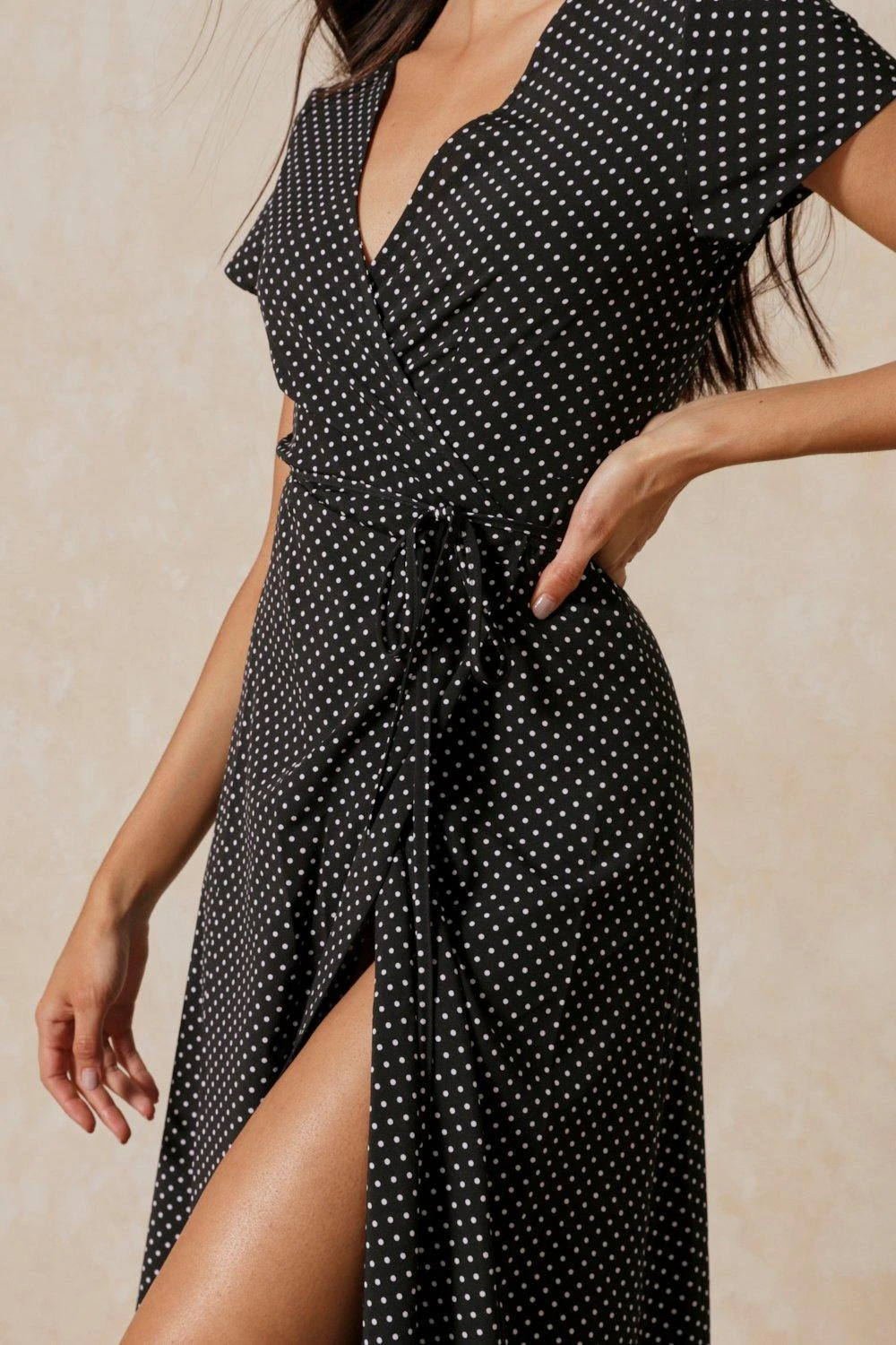Polka Dot Wrap Front Maxi Dress 2 Polka Dot Wrap Front Maxi Dress - Image 2