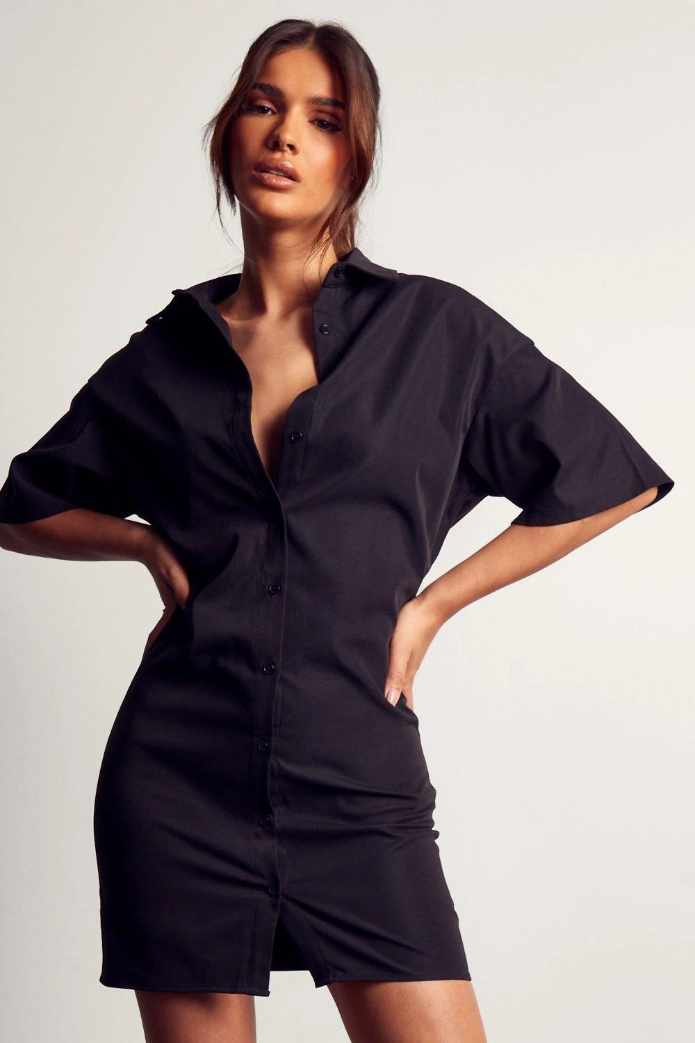 Poplin Short Sleeve Shirt Dress 1 Poplin Short Sleeve Shirt Dress