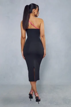 Premium Knitted Contrast Strap Midi Dress -Ves Trendy Sales black premium knitted contrast strap midi dress 2