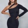 Premium Knitted One Shoulder Midi Dress