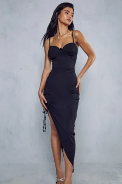 Premium Mesh Corset Ruched Side Midi Dress 8 Premium Mesh Corset Ruched Side Midi Dress -Ves Trendy Sales black premium mesh corset ruched side midi dress 3