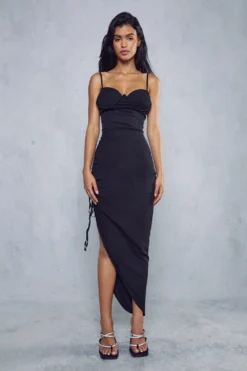 Premium Mesh Corset Ruched Side Midi Dress 9 Premium Mesh Corset Ruched Side Midi Dress -Ves Trendy Sales black premium mesh corset ruched side midi dress 4