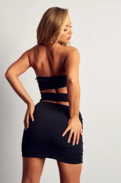 Recycled Strapless Cut Out Mini Dress -Ves Trendy Sales black recycled strapless cut out mini dress 2