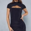 Slinky Cut Out Short Sleeve Mini Dress