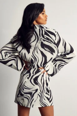 Zebra Print Shirt Dress -Ves Trendy Sales black zebra print shirt dress 2