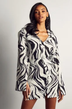 Zebra Print Shirt Dress