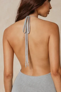 Knit Halter Neck Mini Dress -Ves Trendy Sales blue knit halter neck mini dress 5