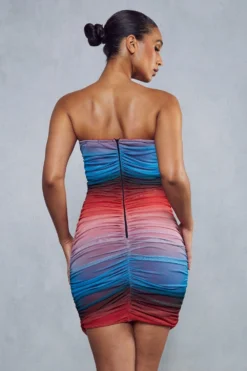 Recycled Ombre Mesh Curved Bust Bandeau Mini Dress -Ves Trendy Sales blue recycled ombre mesh curved bust bandeau mini dress 2