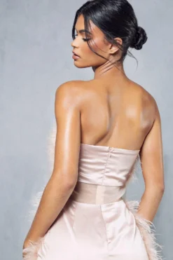 Feather Mesh Insert Bandeau Mini Dress 11 Feather Mesh Insert Bandeau Mini Dress -Ves Trendy Sales coral blush feather mesh insert bandeau mini dress 5