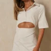 Asymmetric Cut Out Shirt Dress
