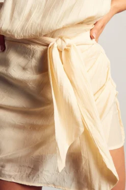 Textured Linen Look Drape Detail Dress 11 Textured Linen Look Drape Detail Dress -Ves Trendy Sales cream textured linen look drape detail dress 5