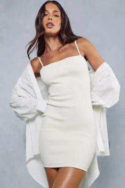 Premium Rib Strappy Mini Dress