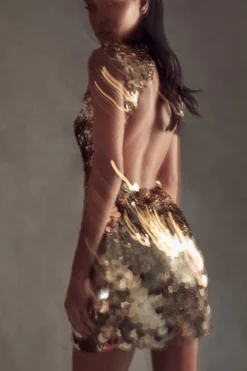 Premium Sequin Embellished Backless Mini Dress 12 Premium Sequin Embellished Backless Mini Dress -Ves Trendy Sales gold premium sequin embellished backless mini dress 5