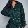 Sequin Oversized Shirt Dress