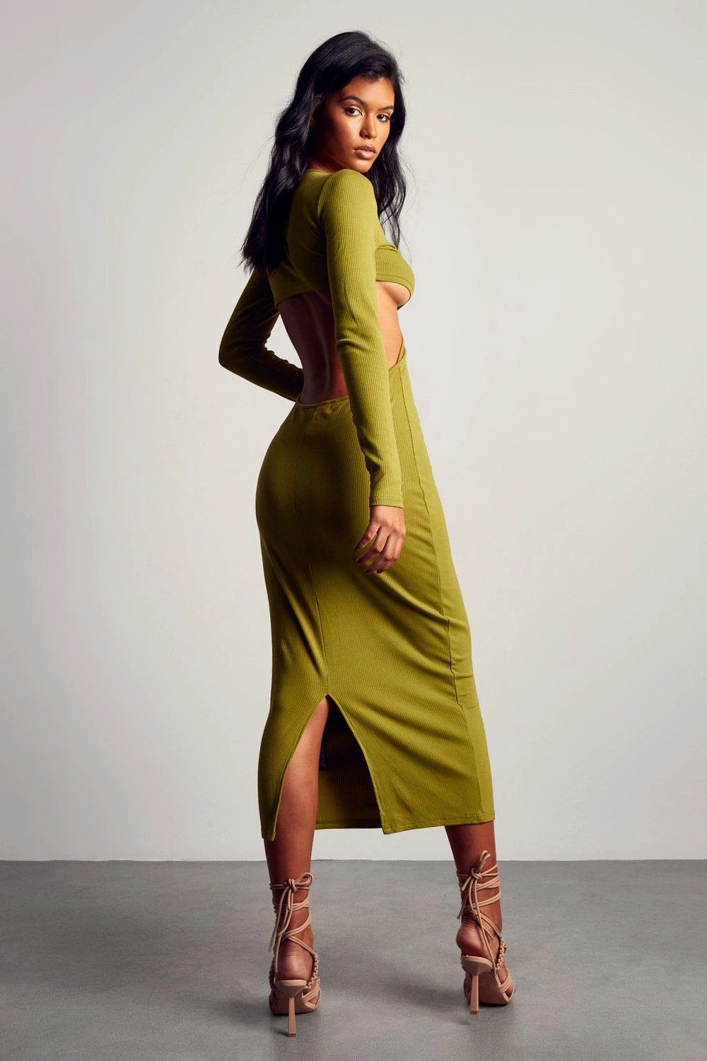 Soft Rib Cut Out Knot Front Maxi Dress 4 Soft Rib Cut Out Knot Front Maxi Dress - Image 4