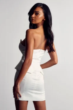 Premium Satin Plunge Corset Dress -Ves Trendy Sales ivory premium satin plunge corset dress 2