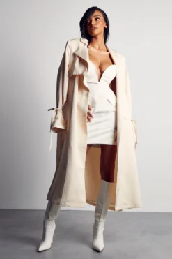 Premium Satin Plunge Corset Dress -Ves Trendy Sales ivory premium satin plunge corset dress 3