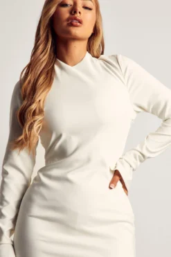 Stretch Cut Out Low Back Mini Dress -Ves Trendy Sales ivory stretch cut out low back mini dress 4