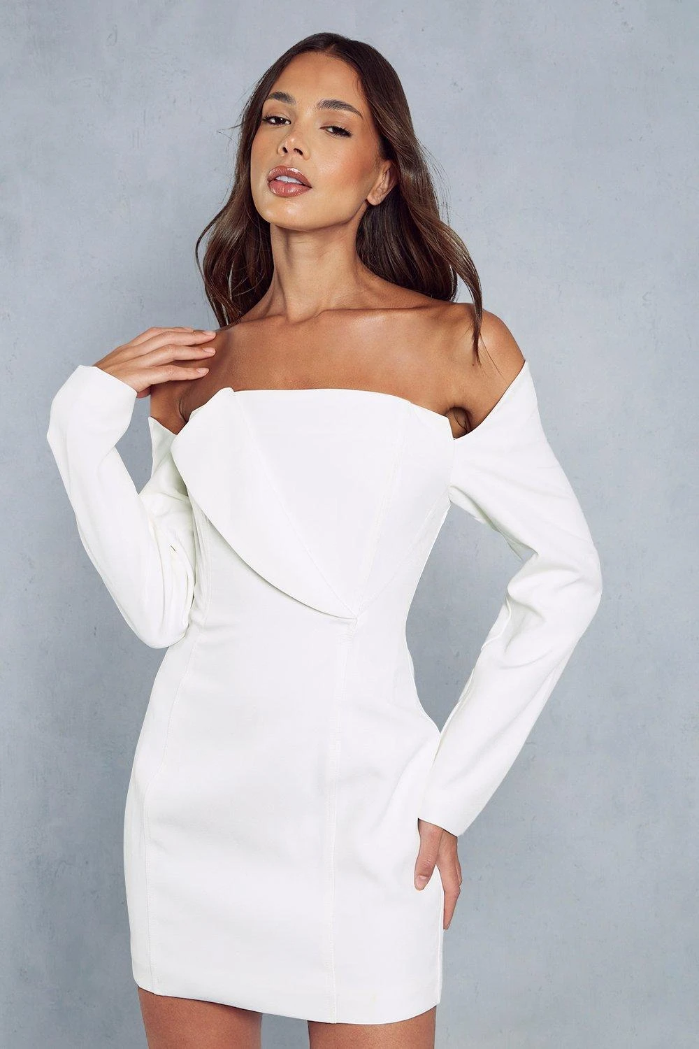 Structured Off Shoulder Mini Dress 1 Structured Off Shoulder Mini Dress