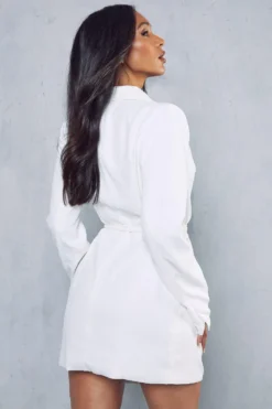 Tie Waist Collared Split Sleeve Wrap Dress -Ves Trendy Sales ivory tie waist collared split sleeve wrap dress 2