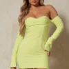 Corset Drape Bust Split Sleeve Mini Dress