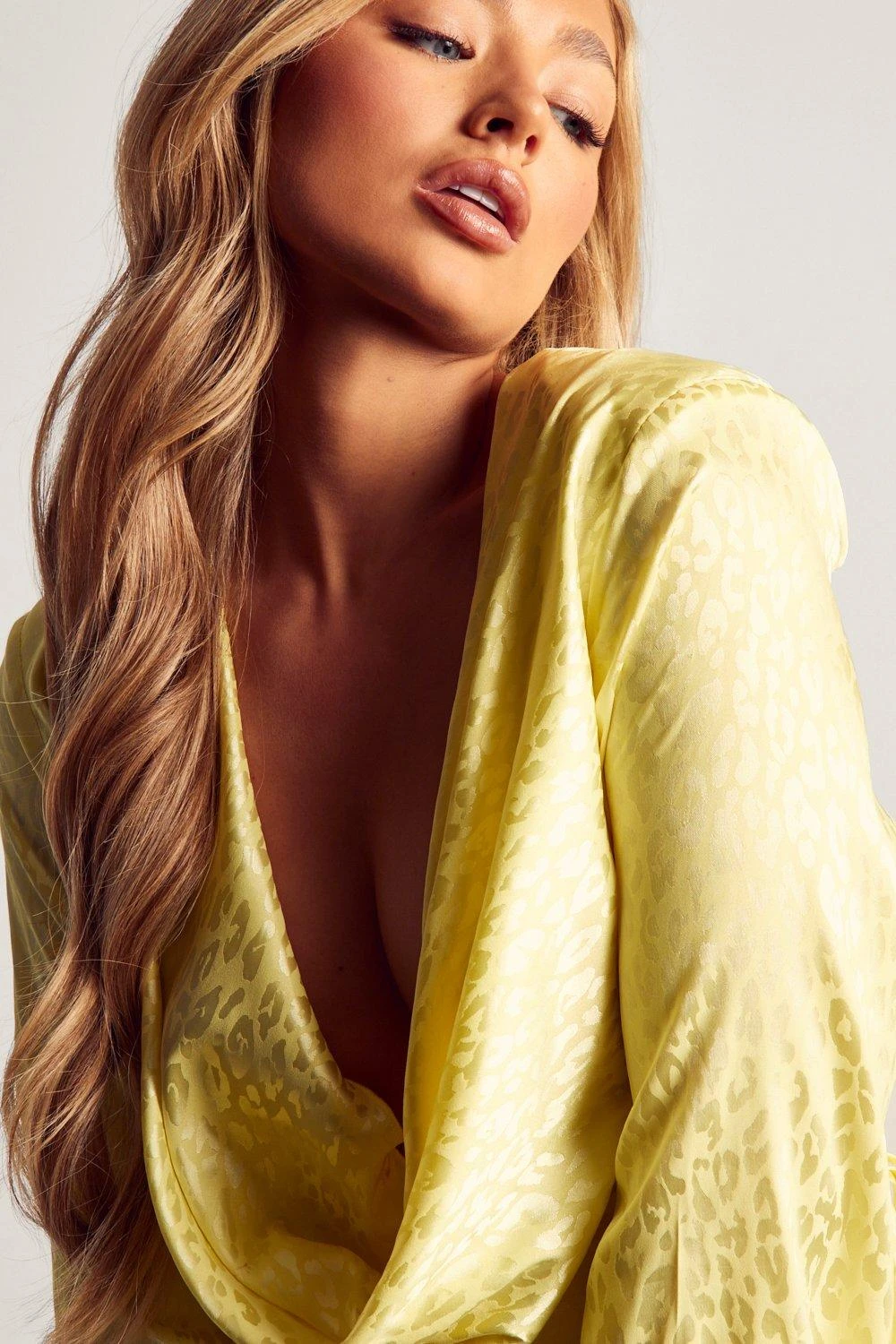 Satin Jacquard Cowl Neck Mini Dress 2 Satin Jacquard Cowl Neck Mini Dress - Image 2