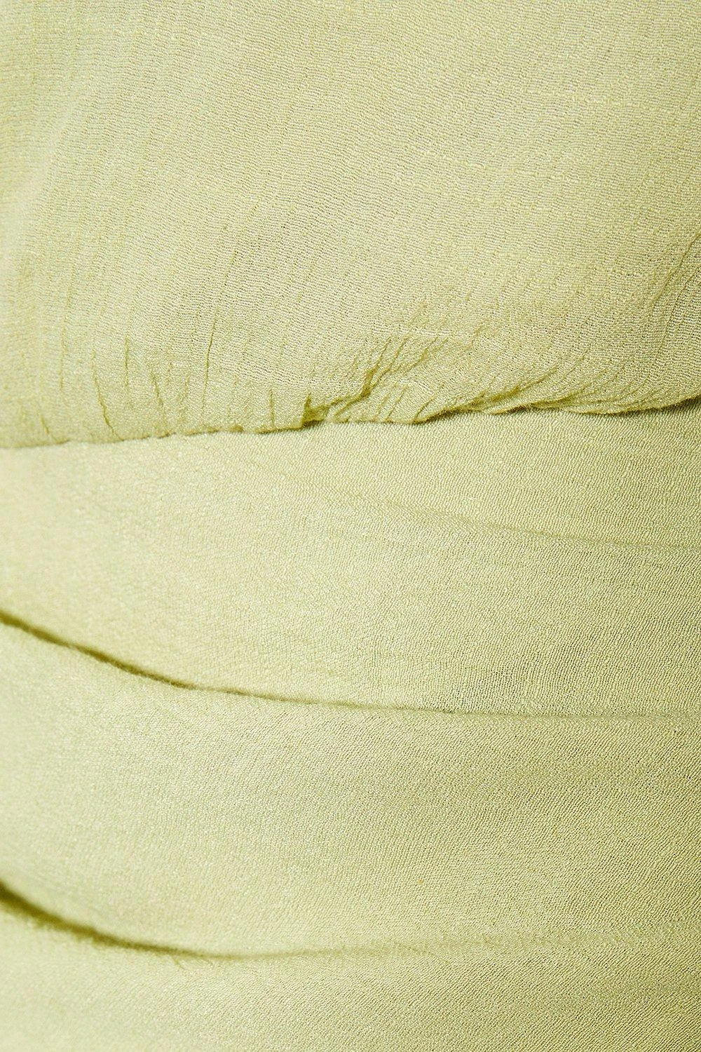 Linen Twist Asymmetric Neckline Ruched Midi Dress 5 Linen Twist Asymmetric Neckline Ruched Midi Dress - Image 5