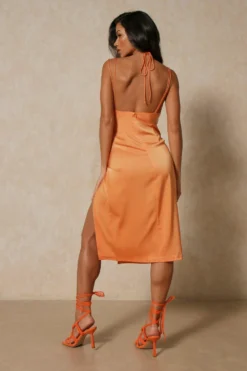 Multi Strap Midi Dress -Ves Trendy Sales orange multi strap midi dress 4