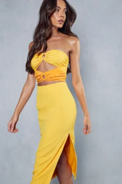 Textured Linen Contrast Ring Detail Midi Dress 9 Textured Linen Contrast Ring Detail Midi Dress -Ves Trendy Sales orange textured linen contrast ring detail midi dress 4